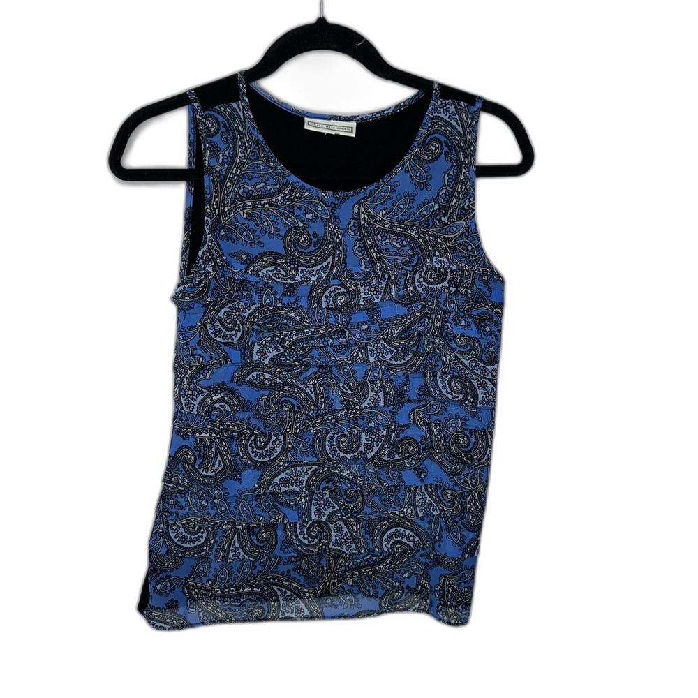 Women's tank top size medium By Dana Buchman Blue Paisley Ruffle Layer